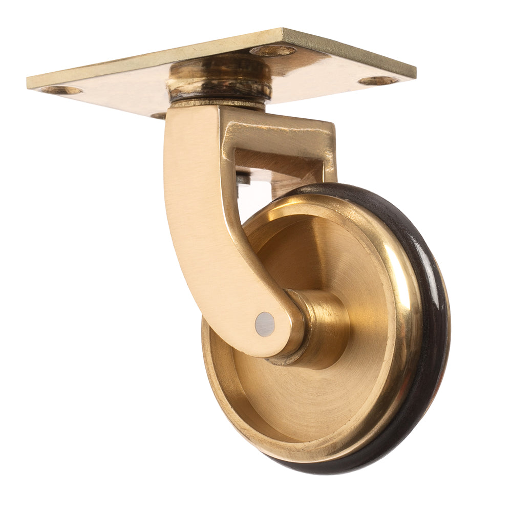 Brass Castor Universal Plate with Rubber Tyre