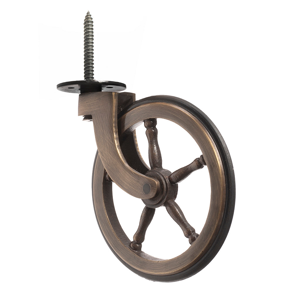 Roulette à vis de roue de chariot antique avec pneu en caoutchouc