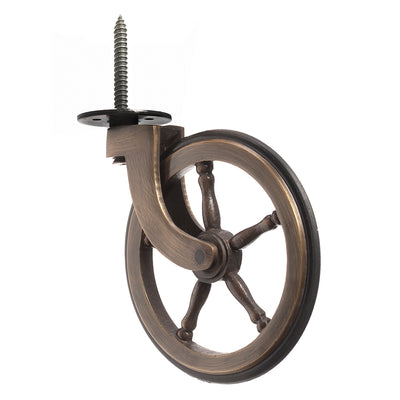Roulette à vis de roue de chariot antique avec pneu en caoutchouc